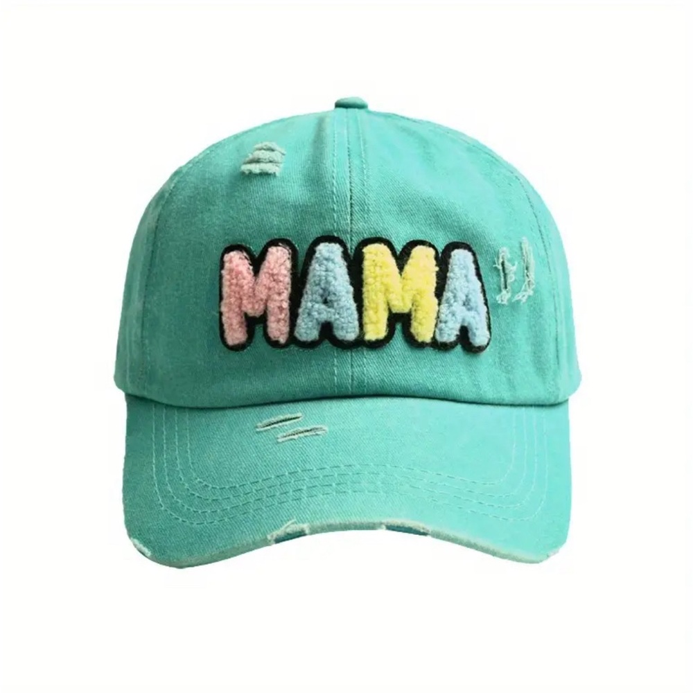 MAMA Patch Ripped Baseball Cap Vintage Washed Distressed Hat